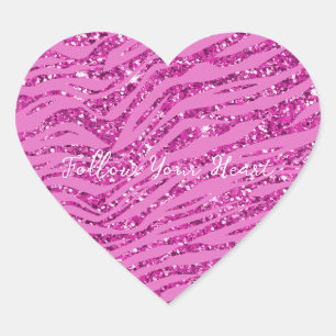 Sticker Cœur Parties scintillant étincelante rose Zebra Imprime