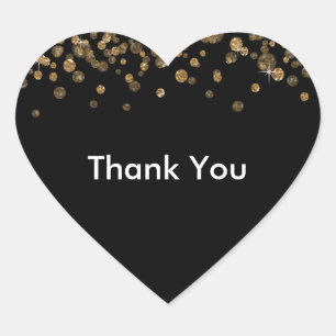 Sticker Cœur Parties scintillant Glam Confetti en or noir