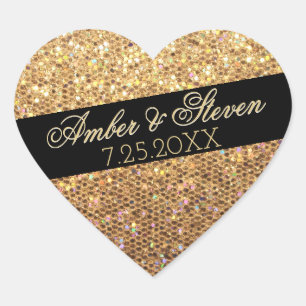 Sticker Cœur Parties scintillant Gold personnalisée