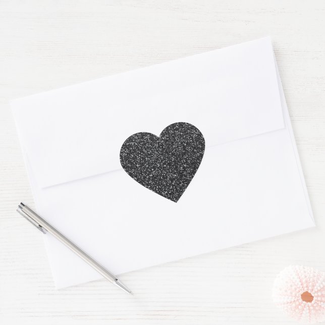 Sticker Cœur Parties scintillant noire (Enveloppe)