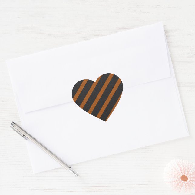 Sticker Cœur Parties scintillant Orangle et bandes noires (Enveloppe)
