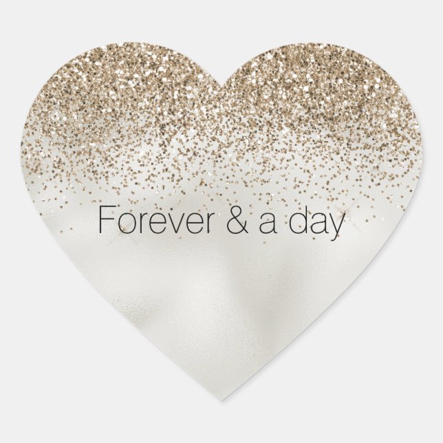 Sticker Cœur Parties scintillant Pearl White Luxe Gold (Devant)