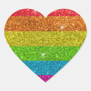 Sticker Cœur Parties scintillant Rainbow Gay pride LGBTQ Droits
