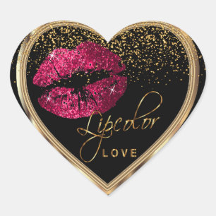 Sticker Cœur Parties scintillant rose Aimer