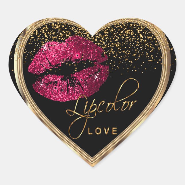 Sticker Cœur Parties scintillant rose Aimer (Devant)