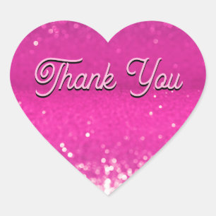 Sticker Cœur Parties scintillant rose chaud Merci Bokeh