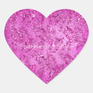 Sticker Cœur Parties scintillant rose Feuilles tropicaux