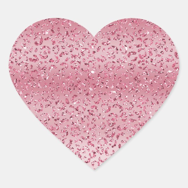 Sticker Cœur Parties scintillant rose Leopard Ombre (Devant)