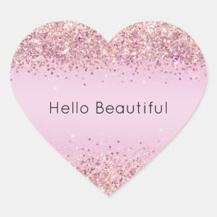 Sticker Cœur Parties scintillant rose Ombre Glitzy