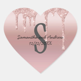 Sticker Cœur Parties scintillant Rose or  rose vierge Mariage