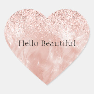 Sticker Cœur Parties scintillant rose rose pâle
