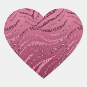 Sticker Cœur Parties scintillant rose Zebra