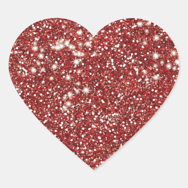 Sticker Cœur Parties scintillant rouge Faux Texture look design (Devant)