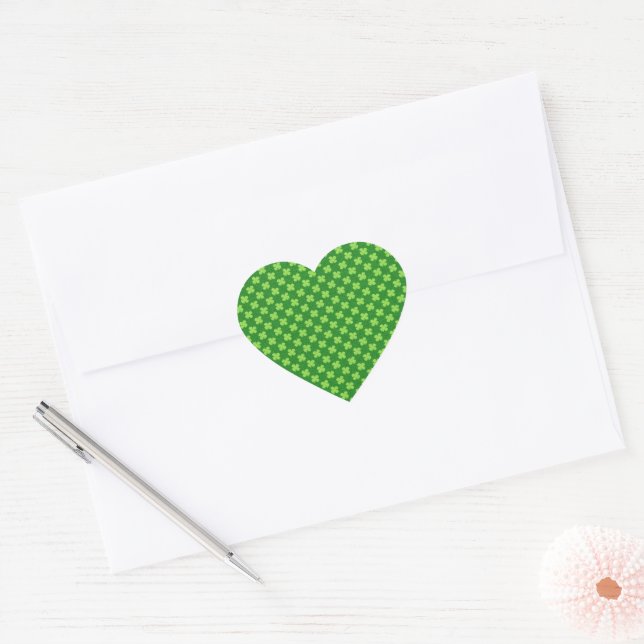 Sticker Cœur Parties scintillant Shamrock verte (Enveloppe)