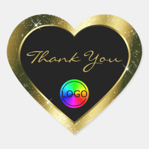 Sticker Cœur Parties scintillant Shimmery Gold Merci avec logo