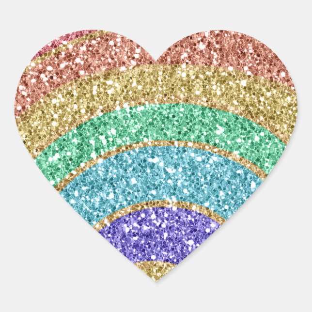 Sticker Cœur Parties scintillant Sparkle Gold Rainbow (Devant)