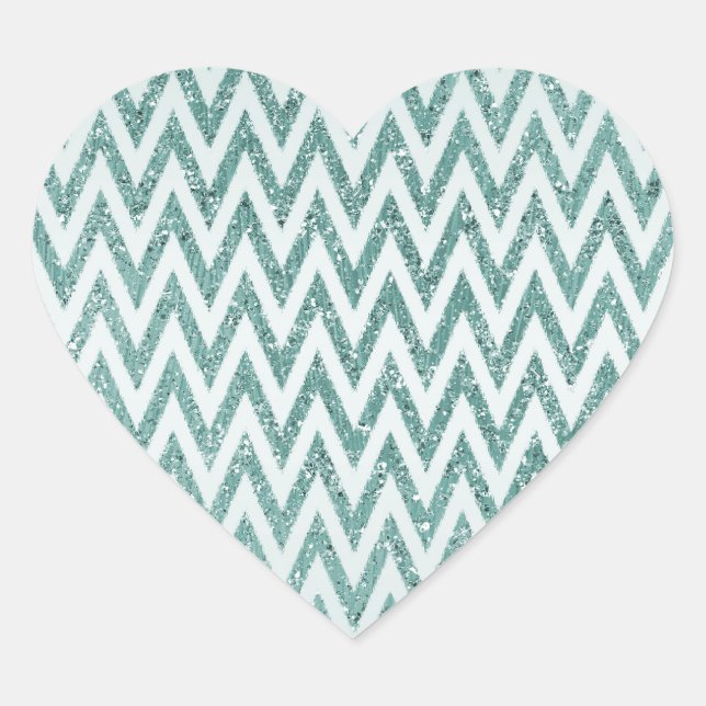 Sticker Cœur Parties scintillant turquoise de Faux vert et blan (Devant)