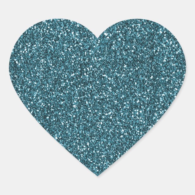 Sticker Cœur Parties scintillant turquoise Glitzy Glam Sparkle (Devant)
