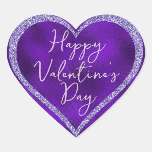 Sticker Cœur Parties scintillant violet Script romantique Saint