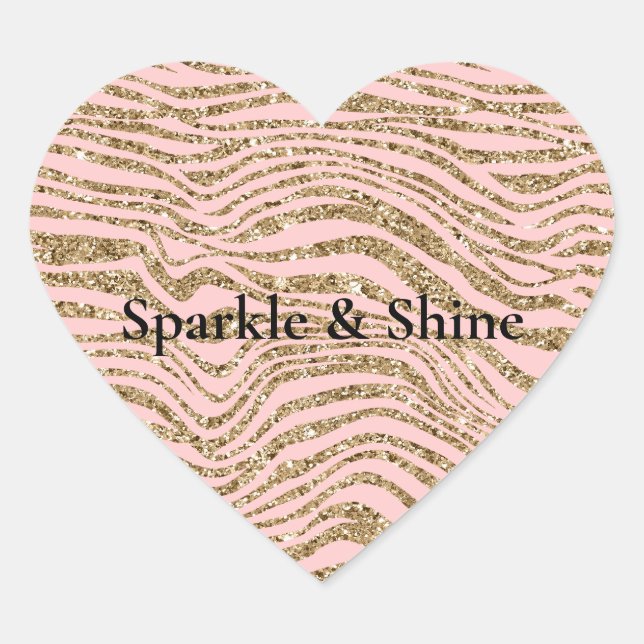 Sticker Cœur Parties scintillant Zebra Gold Rose (Devant)