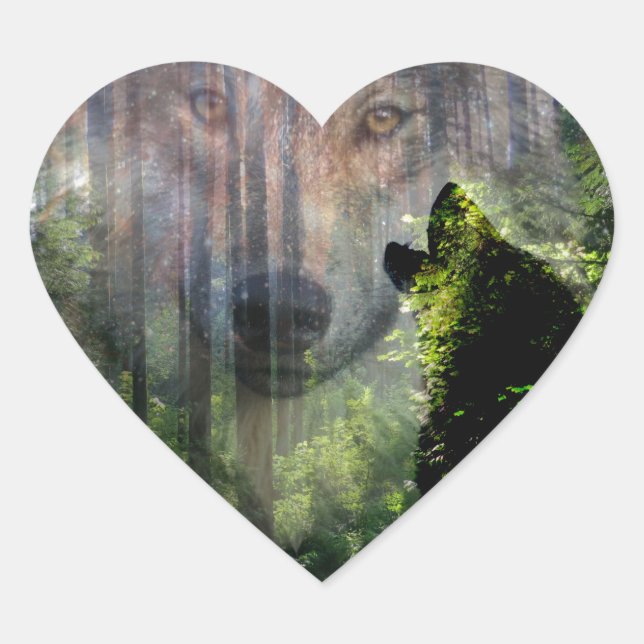 Sticker Cœur Partis avec les loups (Devant)