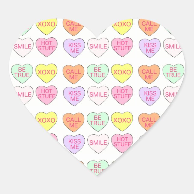 Sticker Cœur Pastel Coeurs de bonbons Conversation de la Saint- (Devant)