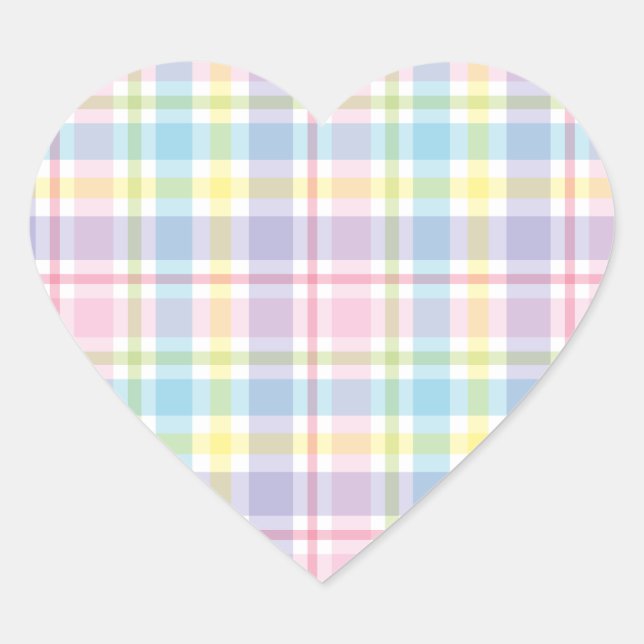 Sticker Cœur Pastel Plaid (Devant)