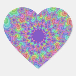 Sticker Cœur Pastel Rainbow Fractal