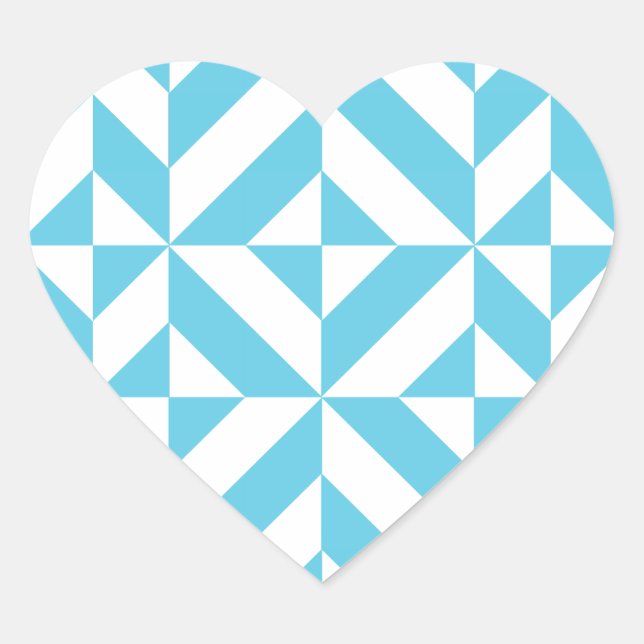Sticker Cœur Patters de Ocean Blue Geometric Deco (Devant)