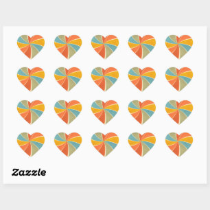 Sticker Cœur Patters de Retro Hippie Mixed Paint Style Swirl
