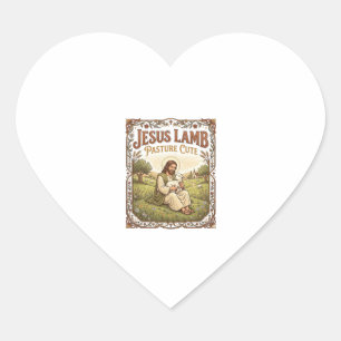 Sticker Cœur Pâturage de Jésus agneau Mignon Pâturage de Jésus
