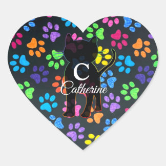 Sticker Cœur Paws colorés