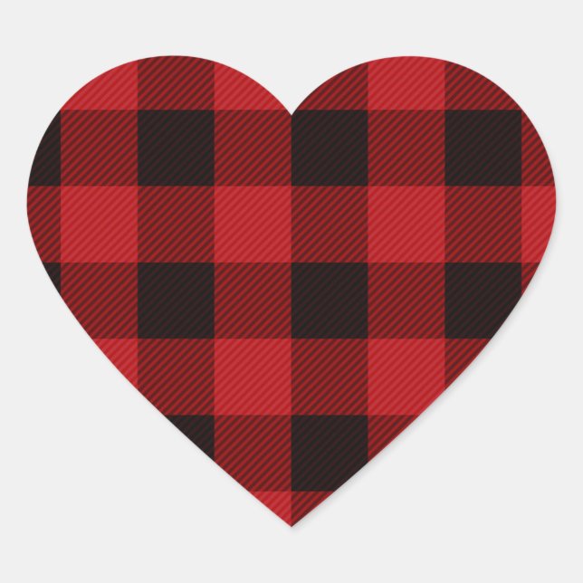Sticker Cœur Pays rouge et noir plaid (Devant)