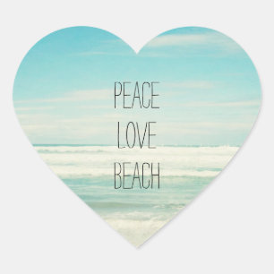 Sticker Cœur Peace Love Beach