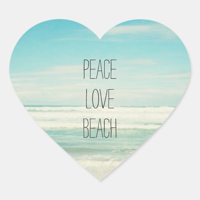 Sticker Cœur Peace Love Beach (Devant)
