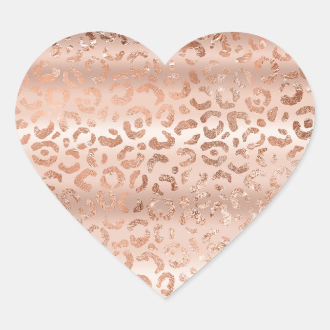 Sticker Cœur Peach Rose Leopard (Devant)