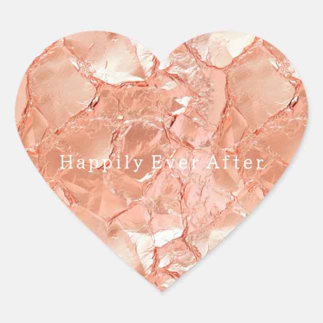 Sticker Cœur Peach Rose or Mariage  (Devant)