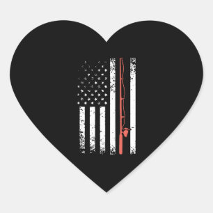 STICKER CŒUR PÊCHE DE DRAPEAU AMÉRICAIN PÂTE POLE