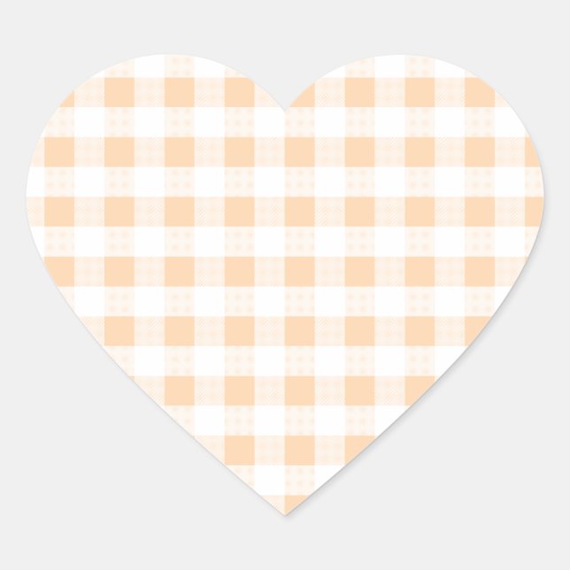 Sticker Cœur Pêche Orange et En vichy blanc (Devant)