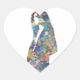 Sticker Cœur Peignez le portrait d'éclaboussure