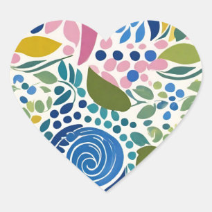 Sticker Cœur Peint, amusant flirt floral