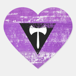 Sticker Cœur Peinture de fierté lesbienne (Labrys)