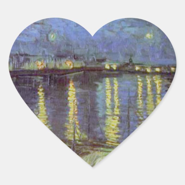 Sticker Cœur Peinture nocturne étoilée de Van Gogh (Devant)