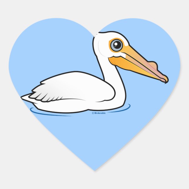 Sticker Cœur Pélican blanc américain (Devant)