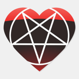 Sticker Cœur Pentagramme rouge