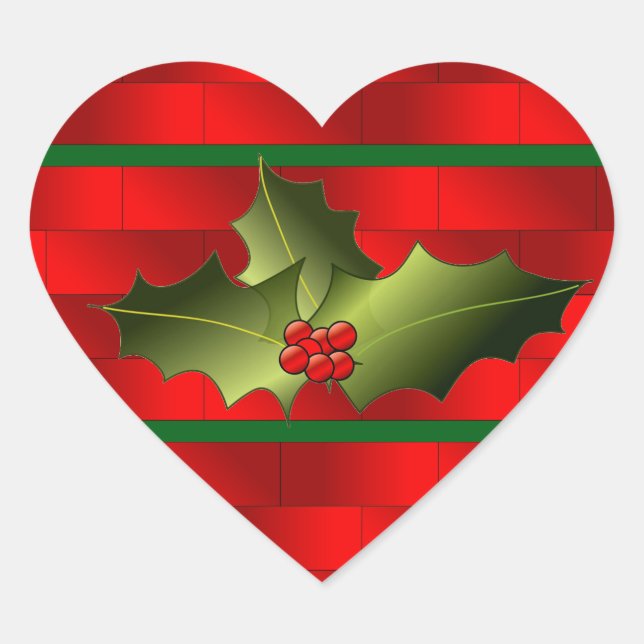 Sticker Cœur Père Noël de briques et d'autocollants (Devant)