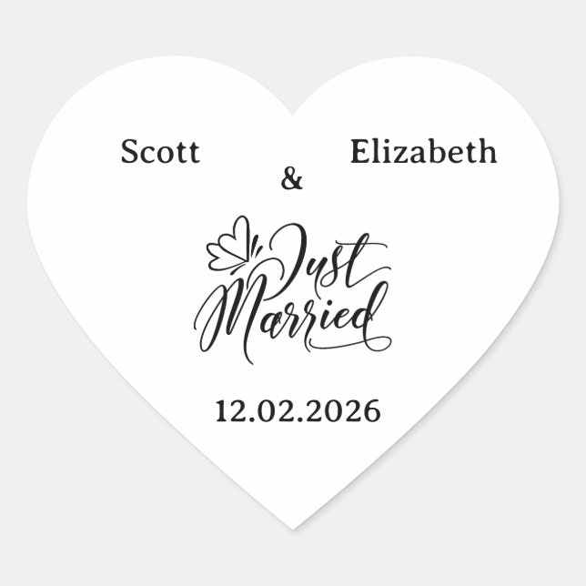 Sticker Cœur Personalized "Just Married" Wedding (Devant)