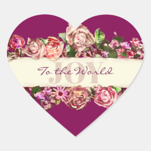 Sticker Cœur Personnalisable Fille Vintage Joie Florale Au Mond