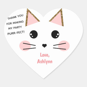 Sticker Cœur Personnalisé Cute Chat Anniversaire Favoriser