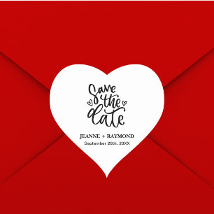 Sticker Cœur Personnalisé Elegant Clean Wedding Enregistrer la 